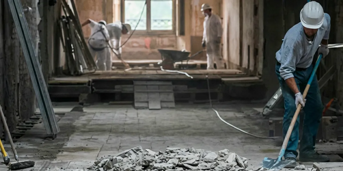 fire damage restoration professionals performing structural cleanup and restoration after a fire in Worcester, MA